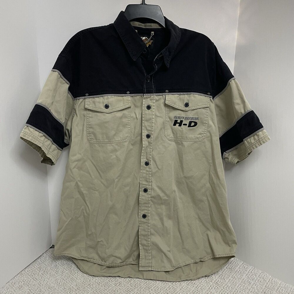 Harley Davidson Mens XL Button Down Shirt Embroidered Garage Mechanic **READ**